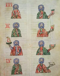 Fingerzählen von 1 bis 20000, aus De numeris. Codex Alcobacense von Rabanus Maurus