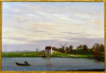 Landschaft mit Windmühlen