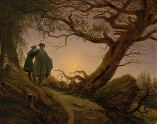 Zwei Männer in Betrachtung des Mondes. Um 1825-30