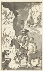 Don Quichotte und Sancho Panza reiten an einer Schmiede vorbei (Histoire de l