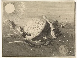 Universum mit Erde, Sonne, Mond und Sternen