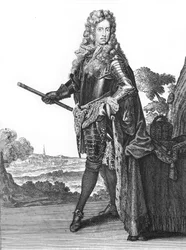 Joseph I., Heiliger Römischer Kaiser 1678-1711 - Porträt von Kaiser Joseph I. des Heiligen Römischen Reiches (1678-1711), deutscher römischer Kaiser - Zeichnungen von Caspar Luyken - Graviert & veröffentlicht von Christoph Weigel (Nürnberg 1703)