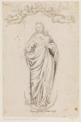 Maria mit dem Kind auf der Mondsichel stehend