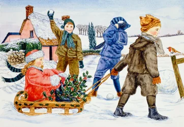 Kinder spielen im Schnee