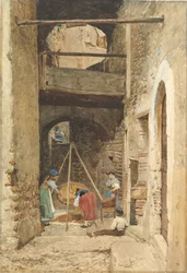 Italienischer Innenhof und Figuren, 1843-1921