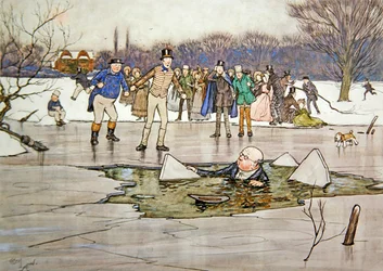 Ein Gesicht, Kopf, Schultern tauchten unter dem Wasser auf und enthüllten die Züge und Brille von Mr. Pickwick