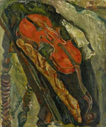 Stillleben mit Geige, Brot und Fisch, ca. 1922