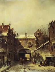 Eine niederländische Stadt im Winter