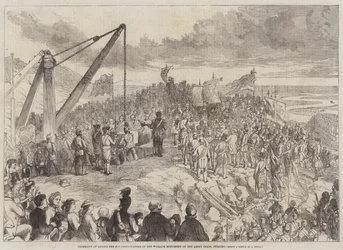 Zeremonie der Grundsteinlegung des Wallace-Denkmals auf der Abbey Craig, Stirling