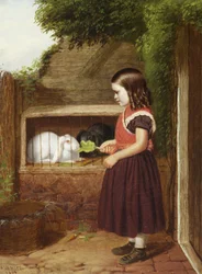 Die Kaninchen füttern, 1868