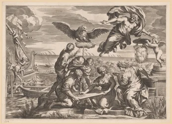 Allegorie auf die ausländische Herrschaft mit Geografia und Jupiter