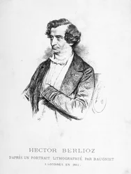 Porträt von Hector Berlioz (1803 - 1869) - basierend auf einem lithografierten Porträt von Baugniet in London im Jahr 1851.