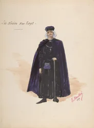 Kostüm für Sir Olivier McText, Beschreibungsblatt der Accessoires, 1889