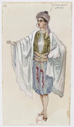 Holmès - La montagne noire - Kostümentwürfe von Charles Bianchini - 26. Vier junge Männer. Ballett