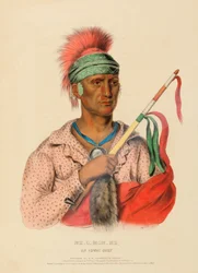 NE-O-MON-NE, ein Ioway-Häuptling, aus der Geschichte der Indianerstämme Nordamerikas