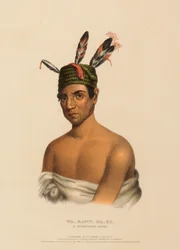 WA-KAWN-HA-KA, ein Winnebago-Häuptling, aus der Geschichte der Indianerstämme Nordamerikas