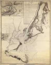 Ein Plan der Insel New York und eines Teils von Long Island, mit dem umliegenden Land - bis Dobbs
