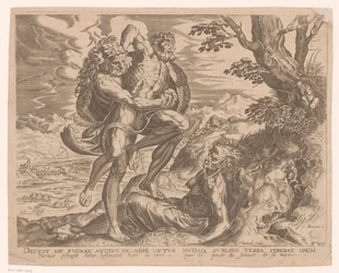 Herkules ringt mit Antäus (Werken van Hercules naar Frans Floris)