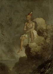 Indischer Krieger am Rand eines Abgrunds, 1847