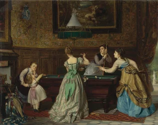 Damen spielen Billard, 1869