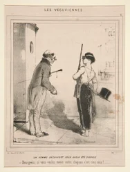 Ein Mann entdeckt, weil er überrascht wurde, aus der Serie Les Vesuviennes veröffentlicht in Le Charivari