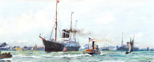 Dampfschiff und Schlepper