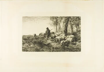 Schweineherde mit Schweinehirte
