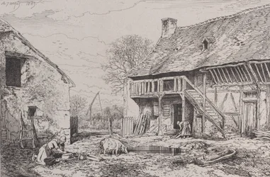 Landschaft eines Bauernhofs, 1845
