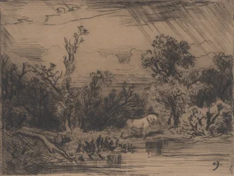 Landschaft mit Gewitter, 1848