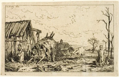 Landschaft mit abgehängtem Wagen