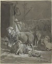 Schafe in einer Krippe