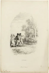 Der Ochsenkarren, Illustration aus Fabeln von Lachambaudie