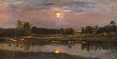Eine mondbeschienene Flusslandschaft, ca. 1855