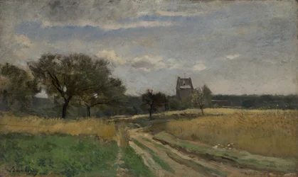 Landschaft entlang einer Landstraße, ca. 1878