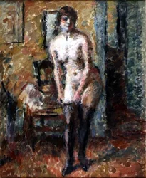 Frau beim Ankleiden