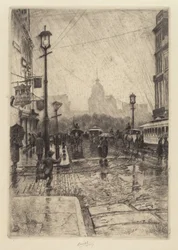 Regentag, Broadway, wahrscheinlich 1890