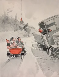 Konservierte Sardinen und der sarkastische Lastwagenfahrer, Karikatur von Chas Grave aus The Tatler, Nr. 1406, 6. Juni