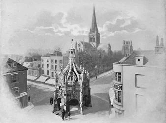 Chichester: Die Kathedrale, Marktkreuz und Turm, um 1896