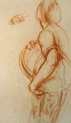 Studie einer Frau mit Korb für 