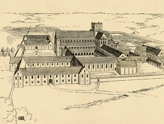 Außenansicht des Benediktinerklosters, 1931