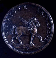 Porträtmedaille von Gian Lorenzo Bernini, Rückseite eines geflügelten Pferdes