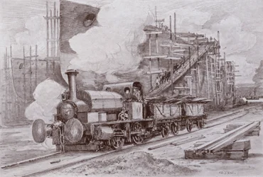 Die Werftlokomotive (Lithografie)