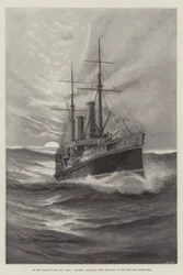 Am Ende des Tages, HMS Talbot bringt den Leichnam des verstorbenen Lord Herschell nach Hause