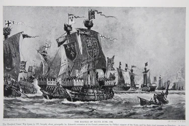 Die Schlacht von Sluys, 24. Juni 1340, Illustration aus 