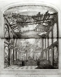 Dekoration der Kapelle des Hospice des Enfants Trouves in Paris, graviert von Etienne Fessard, ca. 1750