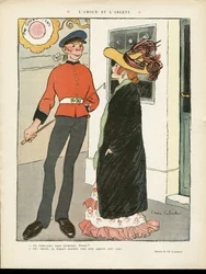 Illustration von Chas-Laborde (1886-1941) in Le Lire, 27/07/12 - Liebe und Geld - England Großbritannien, Liebe, Mode, Hut
