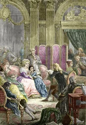 Der Salon von Suzanne Curchod und Madame Necker (Gravur)