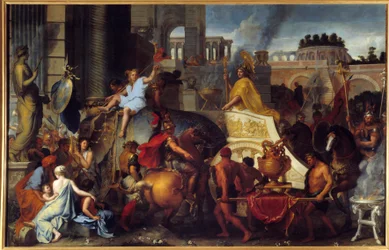 Der Triumph Alexanders oder Einzug Alexanders des Großen in Babylon. Gemälde von Charles Le Brun (1619-1690), 17. Jahrhundert. Maße: 4,5 x 7,7 m