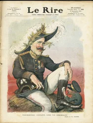 Illustration von Charles Leandre (1862-1934) für das Titelbild von Le Rire, 27/09/13 - Feldmarschall Konstantin - Deutschland Preußen, Helm mit Spitze, Armee, Griechenland - Ferdinand von Bulgarien (1816-1948), Konstantin Konstantin I. (1868-1923) - Schuhp