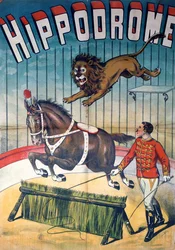 Plakatwerbung für den Zirkus „Hippodrome“, um 1900